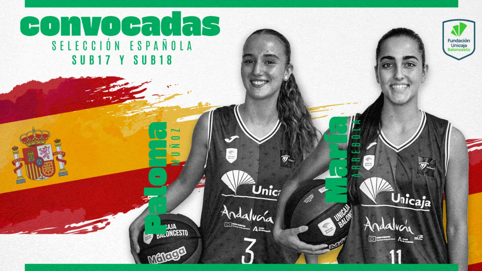 Paloma Muñoz and María Arrebola, with the Spanish Under-17 and Under-18 National Team
