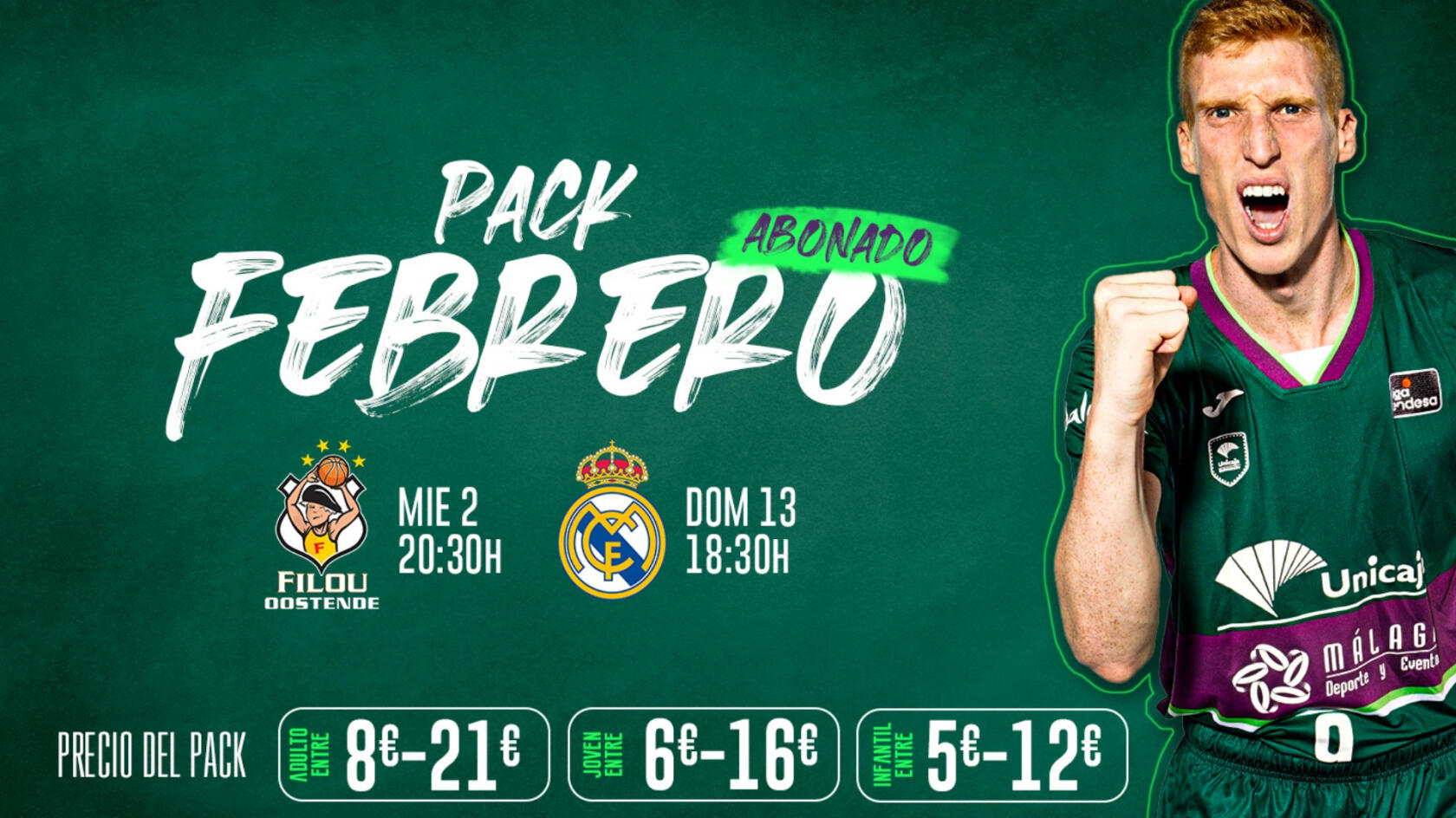 Real Madrid and Filou Oostende, two games for 8 euros only for season ticket holders