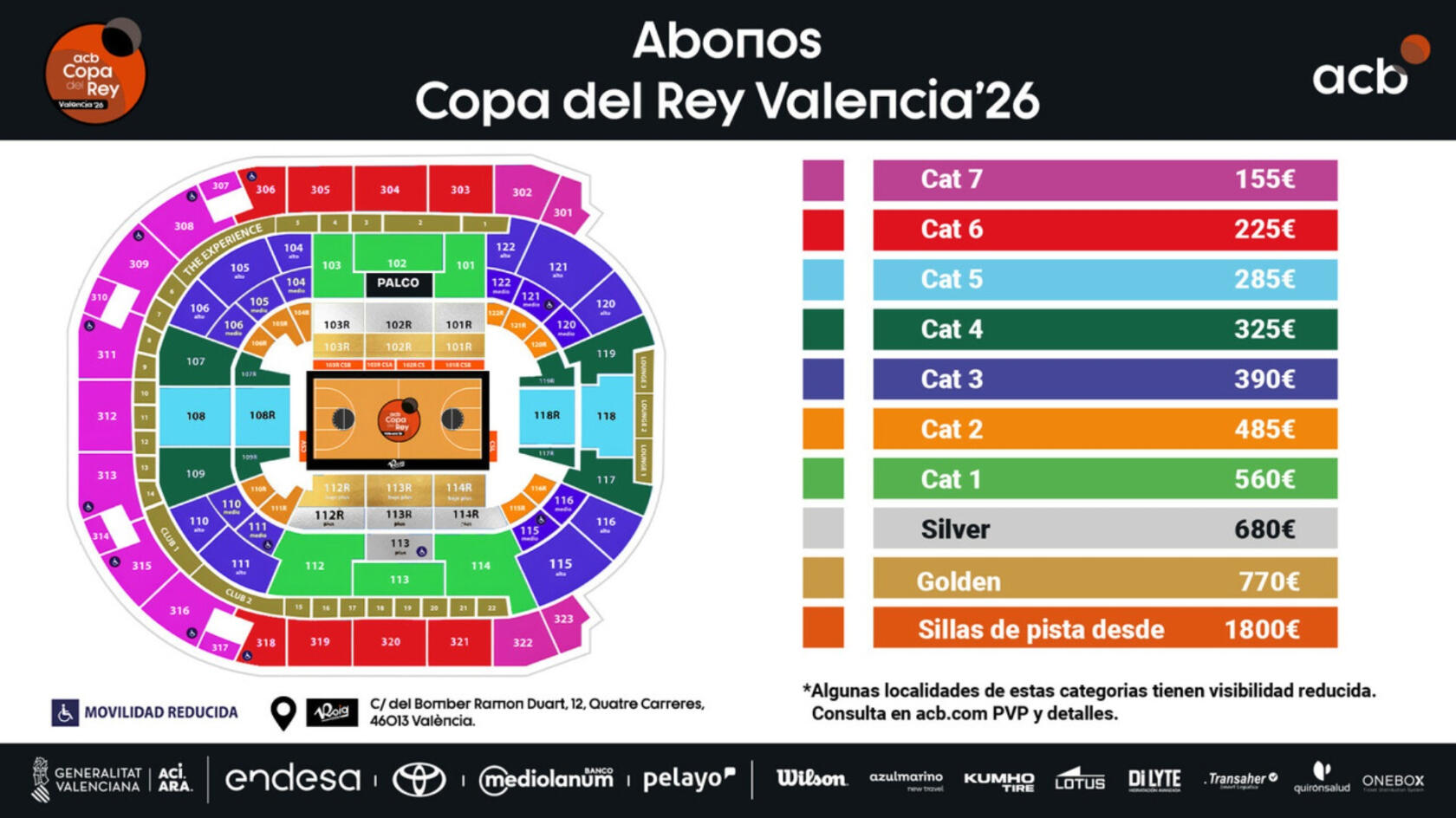 Season tickets for the Copa del Rey go on sale Wednesday, December 17