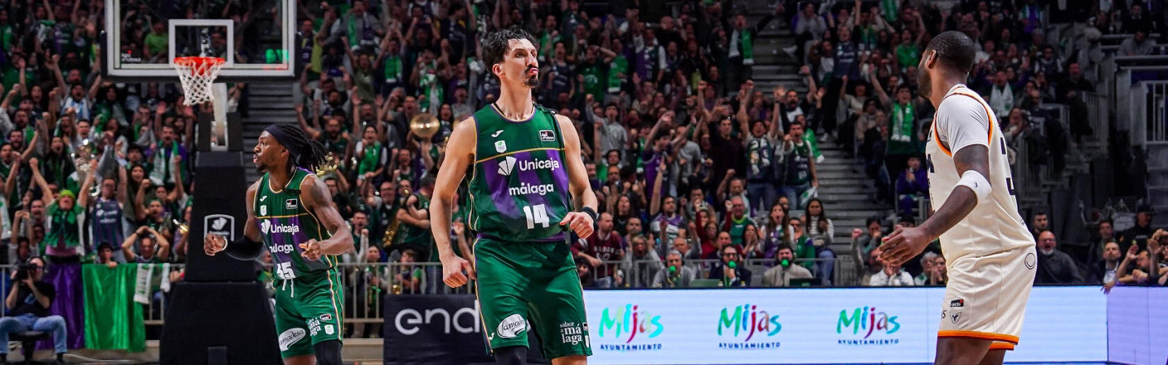 Nihad Djedovic celebra la casnata decisiva con la que selló la victoria frente al UCAM Murcia.